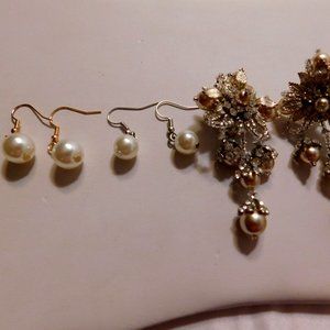 Vintage Pearls Earrings Lot of 3 Pairs